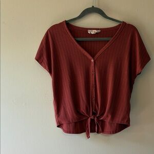 Pink Republic Rust Tie-Front Blouse S